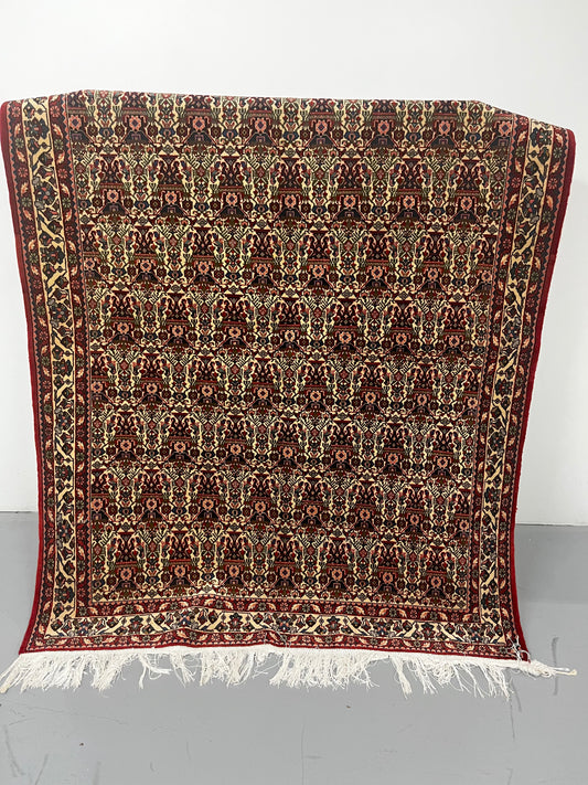 Oriental Floral Pink Red 5 x 7 Hand Knotted Wool Area Rug