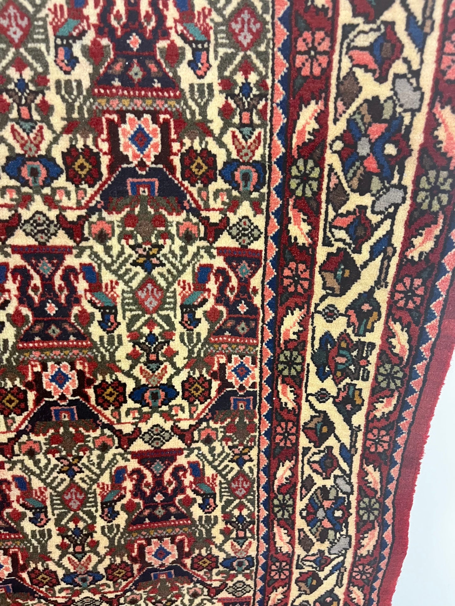 Oriental Floral Pink Red 5 x 7 Hand Knotted Wool Area Rug