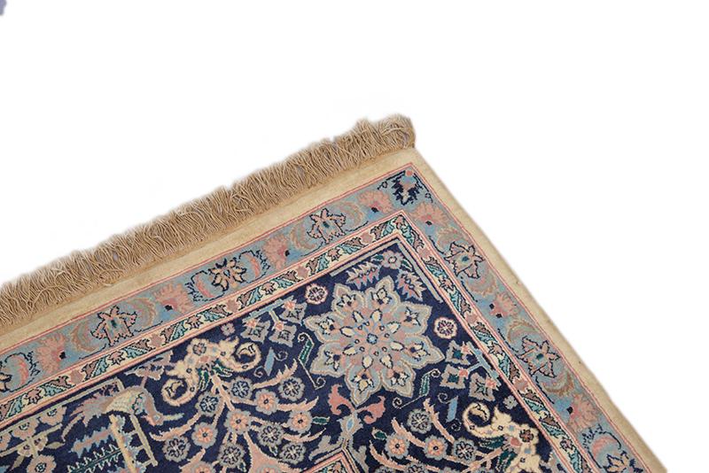 Large Beige 8x10 Hand Knotted Wool & Silk Rug