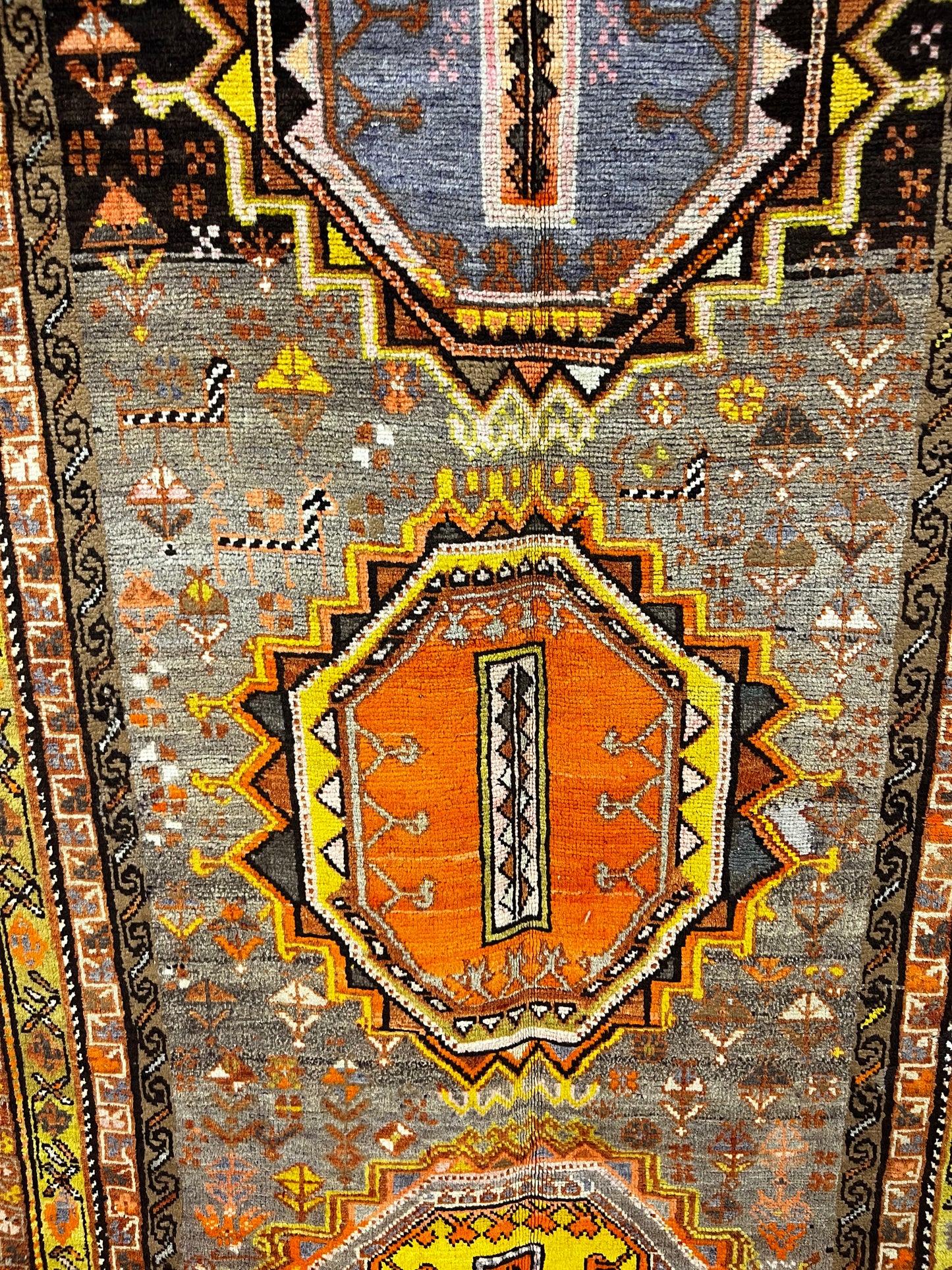 Vintage Brown Orange 4 x 7 Tribal Area Rug