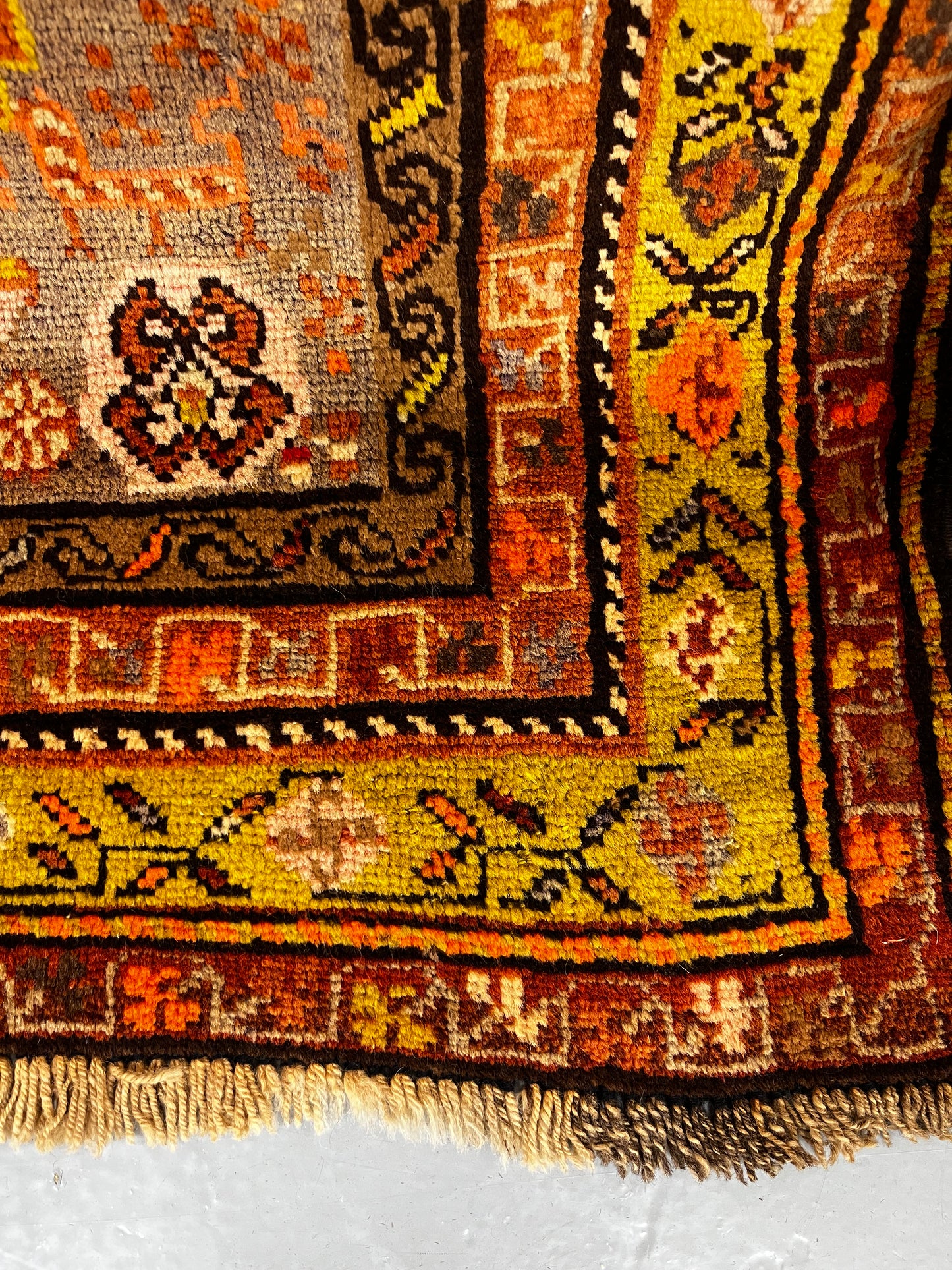 Vintage Brown Orange 4 x 7 Tribal Area Rug