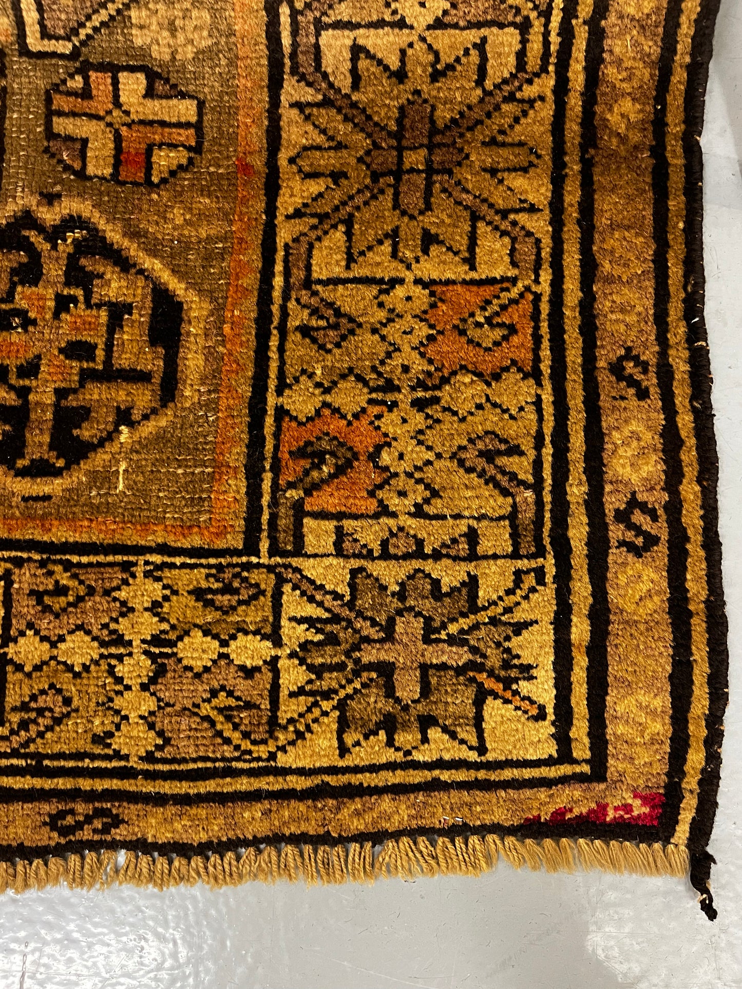 Brown Geometric Tribal Vintage 3'8" x 4'3" Runner Rug