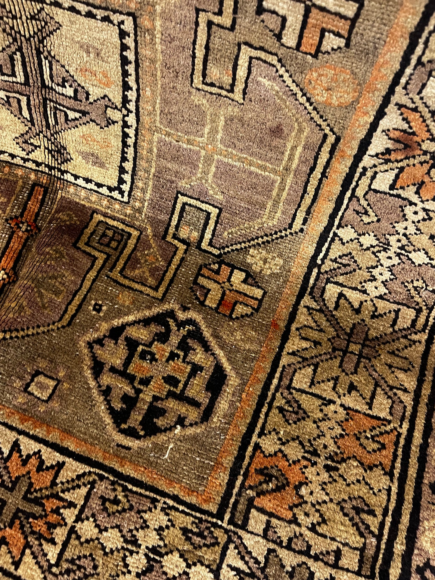 Brown Geometric Tribal Vintage 3'8" x 4'3" Runner Rug