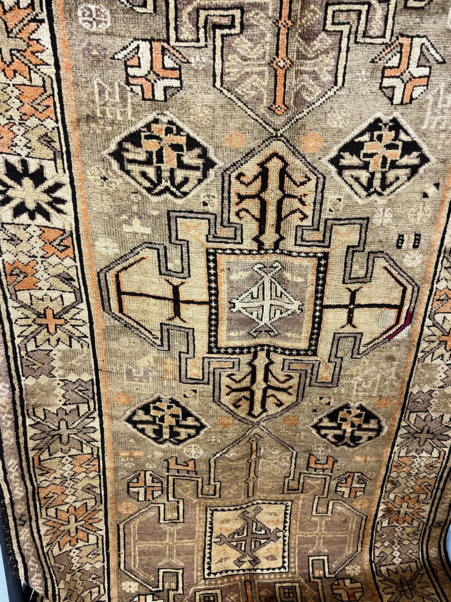 Brown Geometric Tribal Vintage 3'8" x 4'3" Runner Rug