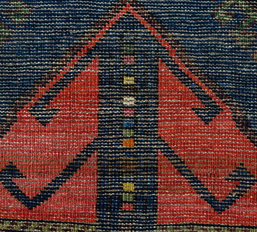 Bright Orange Blue 4x7 Tribal Hand Knotted Rug