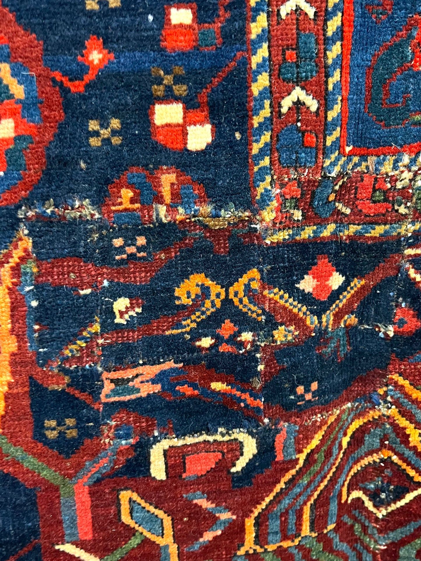 Jewel Tone Blue 4x6 Hand Knotted Antique Rug