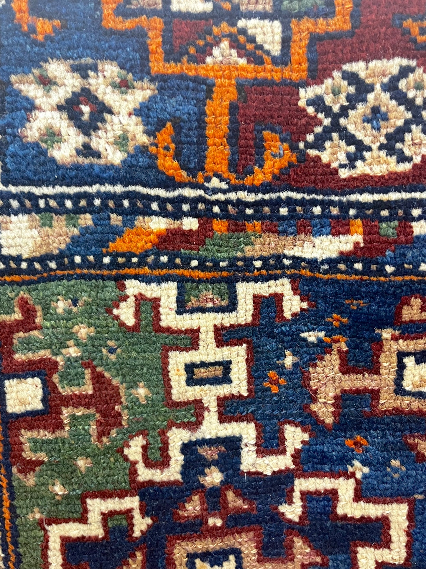 Tribal 5x10 Multicolor Grid Pattern Runner Rug