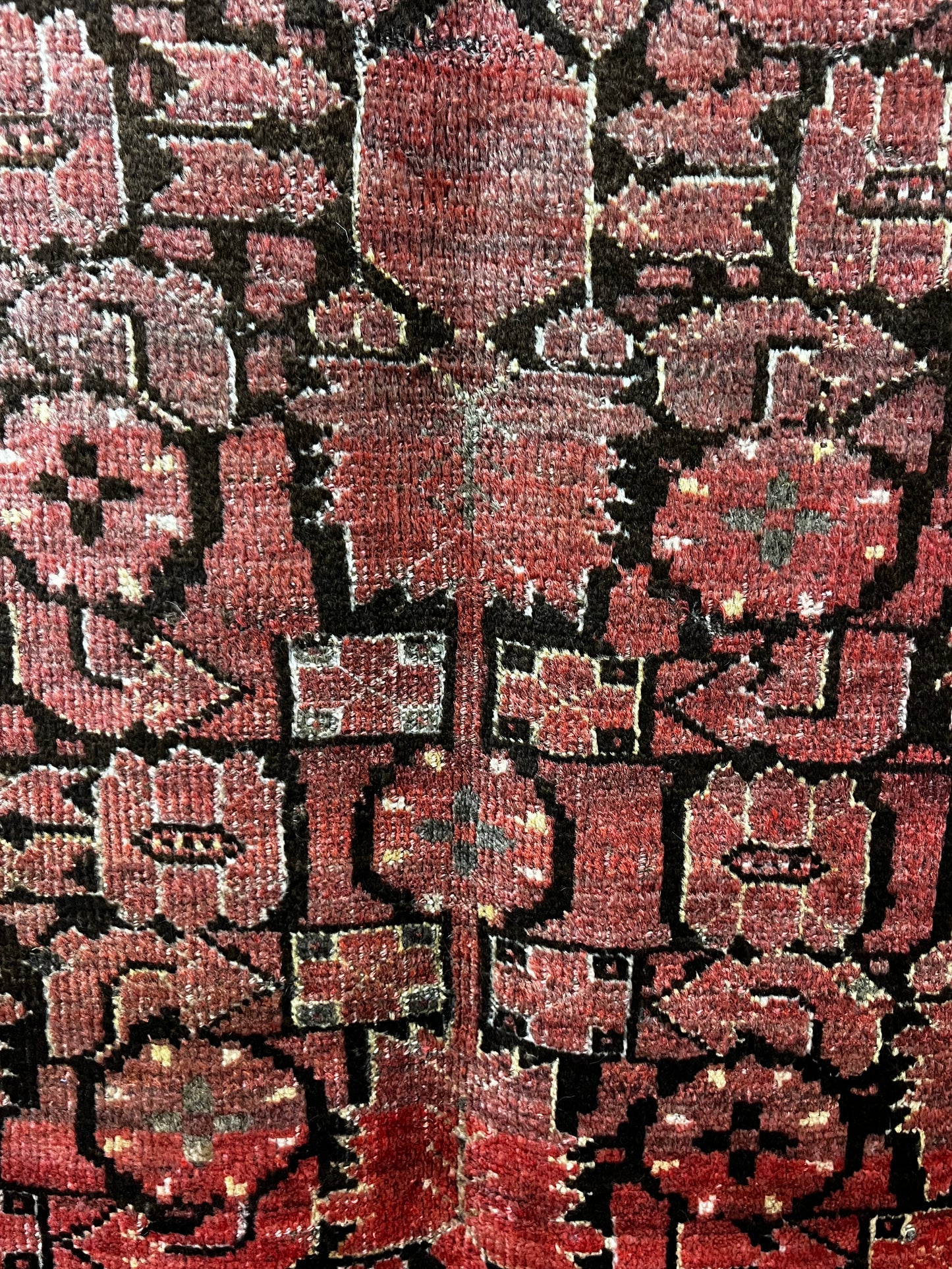 Red Brown Floral 4'4" x 8 Hand Knotted Runner Rug