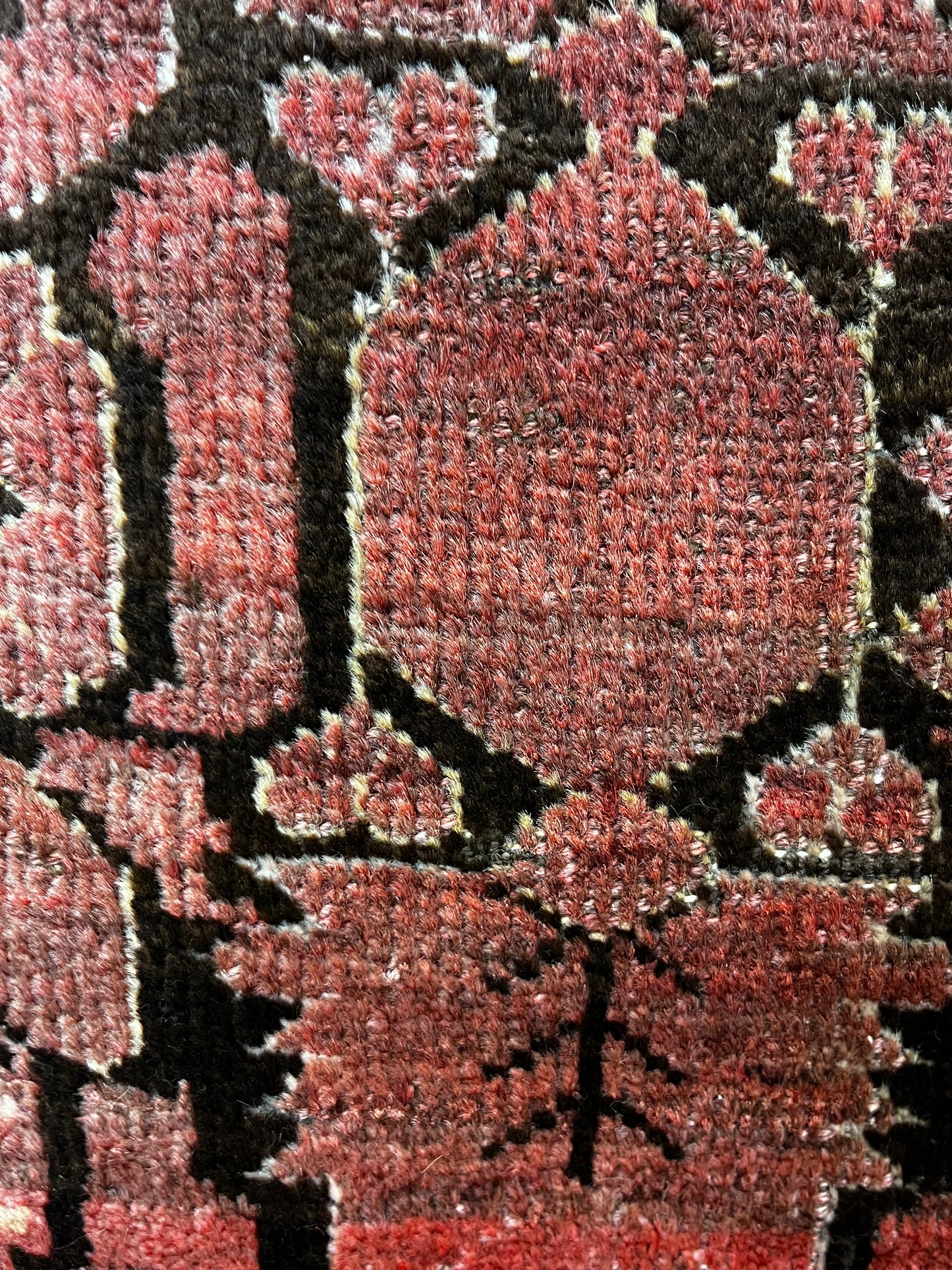 Red Brown Floral 4'4" x 8 Hand Knotted Runner Rug