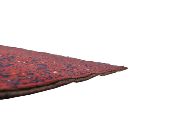 Vintage Afghan Rug | 6 x 9 Feet Rug | Red Area Rug | Hand knotted Wool Rug | Red and Navy Rug | Geometric Pattern Rug