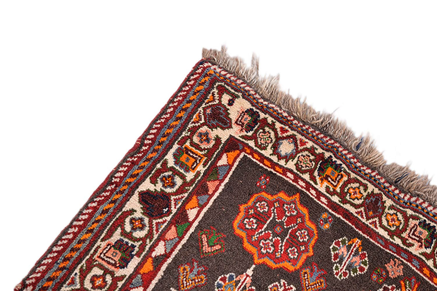 Red Bohemian 4 x 5 Rug | Geometric Vintage Wool Rug | Tribal Persian Hand Knotted Bright Medallion Rug