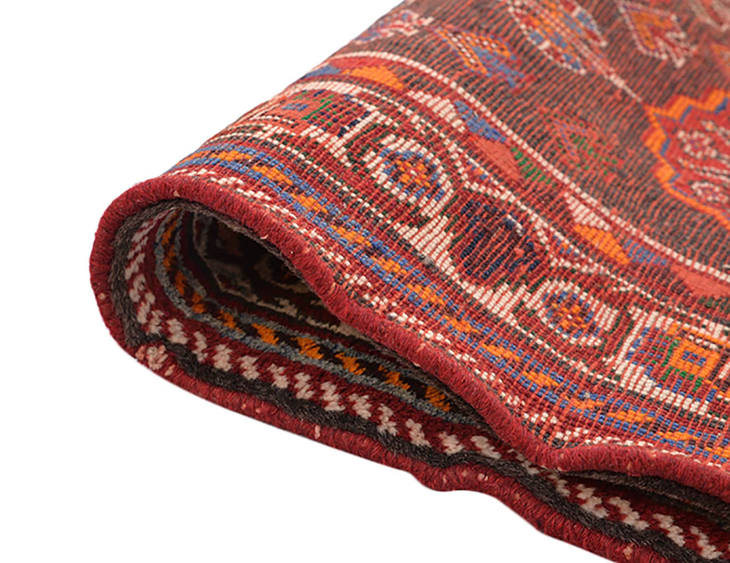 Red Bohemian 4 x 5 Rug | Geometric Vintage Wool Rug | Tribal Persian Hand Knotted Bright Medallion Rug
