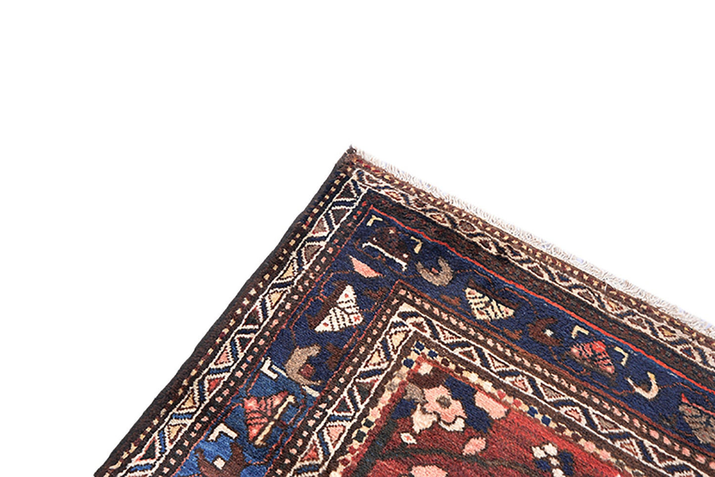 7 x 4 Feet Rug | Vintage Area Rug | Red Blue Oriental Rug | Hand Knotted Rug | Wool Rug | Traditional Rug