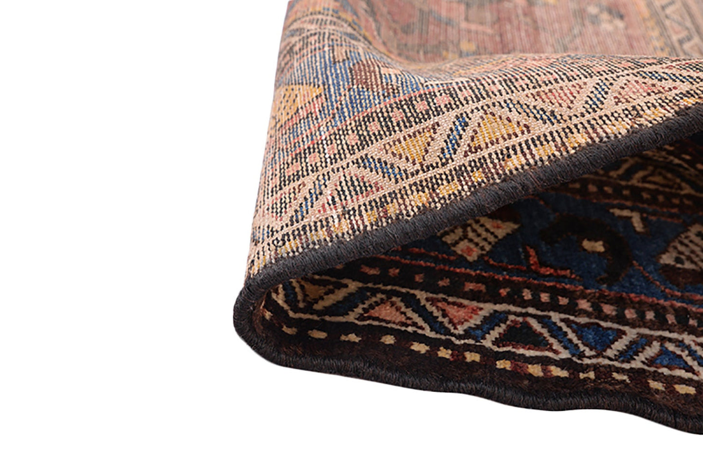 7 x 4 Feet Rug | Vintage Area Rug | Red Blue Oriental Rug | Hand Knotted Rug | Wool Rug | Traditional Rug