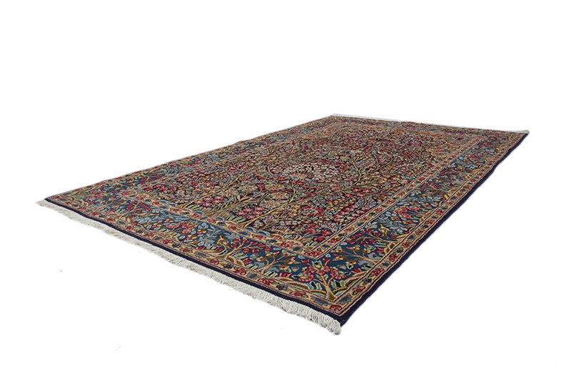 Oriental Antique 5x8 Persian Style Rug | Pink Blue Landscape | Luxury Fine Wool Rug | Bright Colorful Vibrant