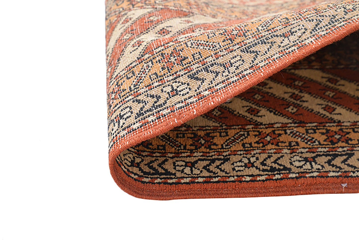 Beige Brown Area Rug | Handmade Persian Caucasian | Red Medallions | 5 x 7 Feet | Rustic Style Neutral Rug Soft Pile Rug