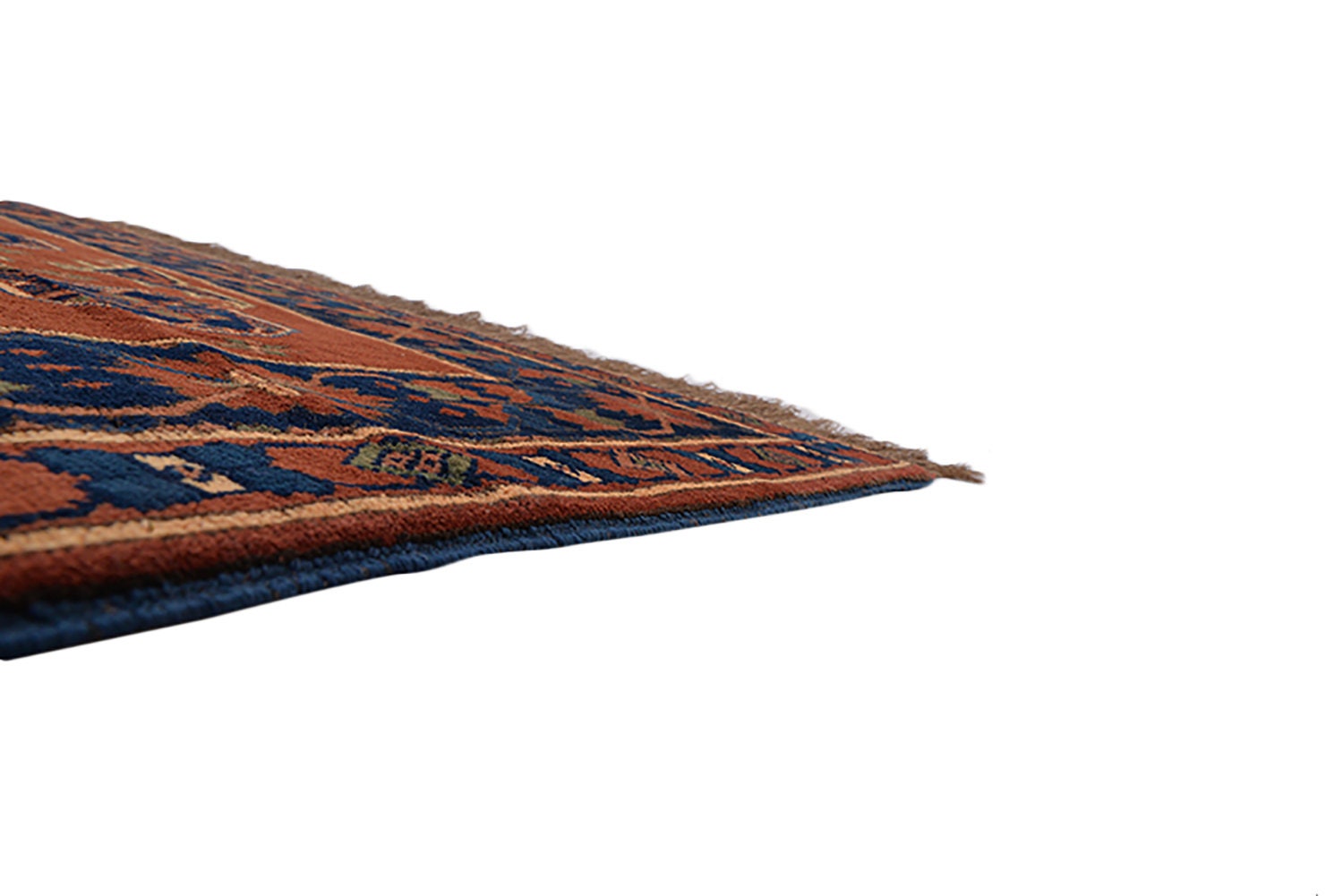 5 x 7 Feet Rug | Hand Knotted Coral Blue Rug | Persian Rug Caucasian | Geometric Medallion Rug | Orange Area Rug | Wool Antique Rug