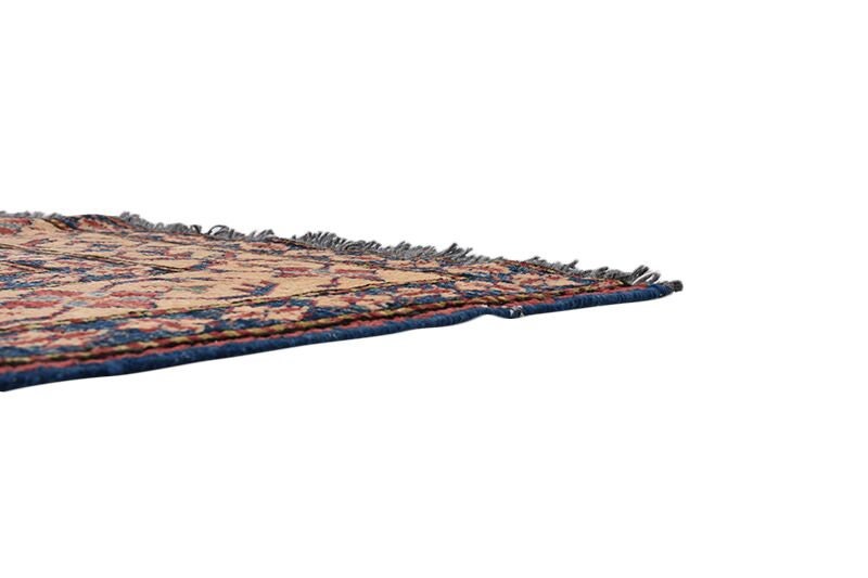 Red Rug Vintage | Hand Knotted Rug | 4 x 6 Area Rug | Pure Wool Rug | Red Blue Oriental Rug | Geometric Rug | Bordered Rug