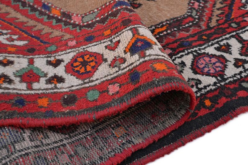 4 x 6 Area Rug | Antique Dark Red Rug | Oriental Rug | Hand Knotted Rug | Tribal Print Rug | Red Accent Rug | Vintage Bohemian Rug |
