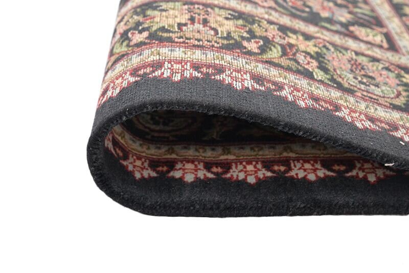 Black Oriental Rug | 4 x 6 Rug | Floral Rug | Hand Knotted Rug | Medallion Rug | Black and Beige Rug