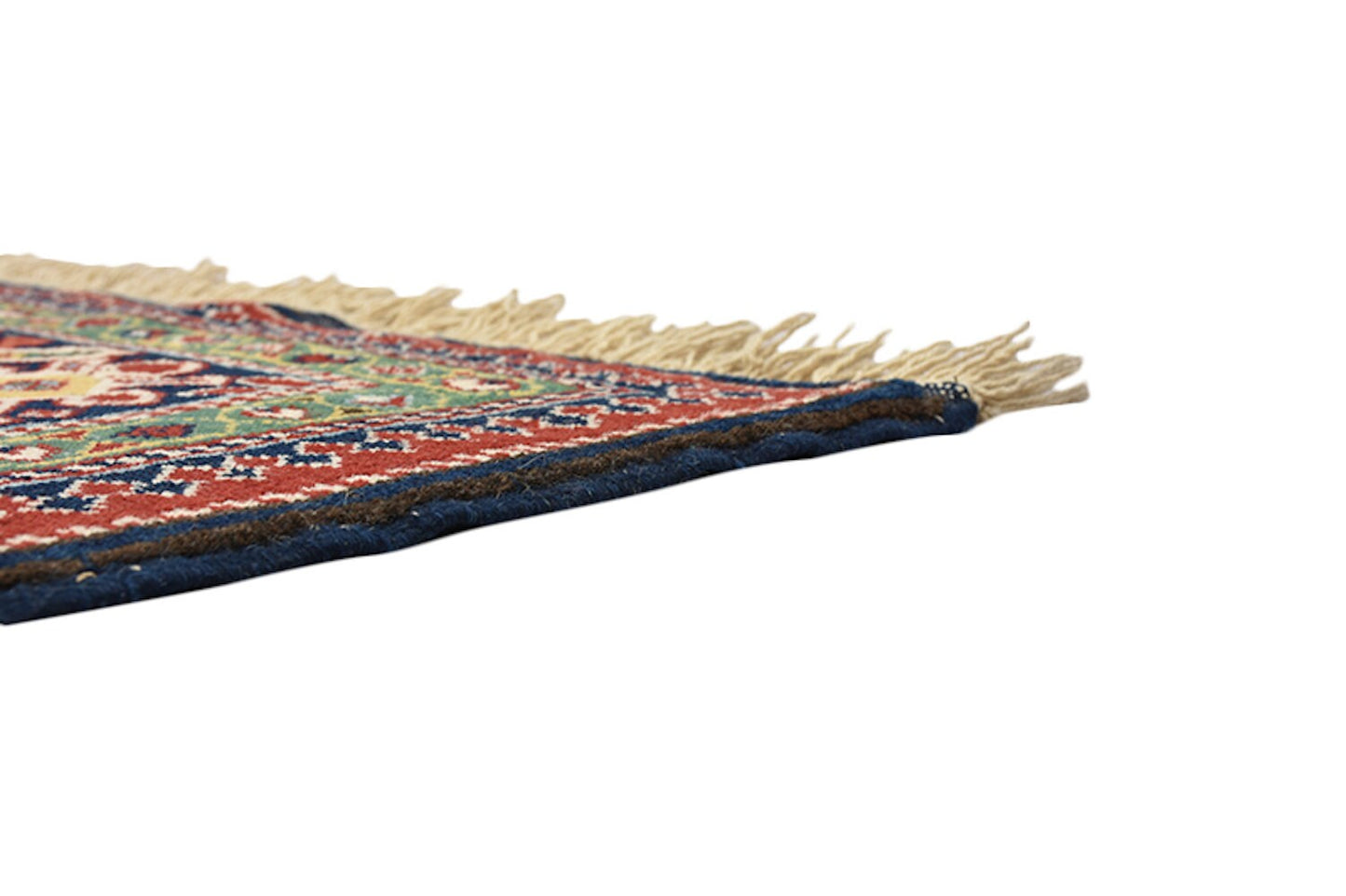 Vintage Navy 5x7 Turkish Kazak Rug | Tribal Geometric Rug | Green Border Rug | Handwoven Rug