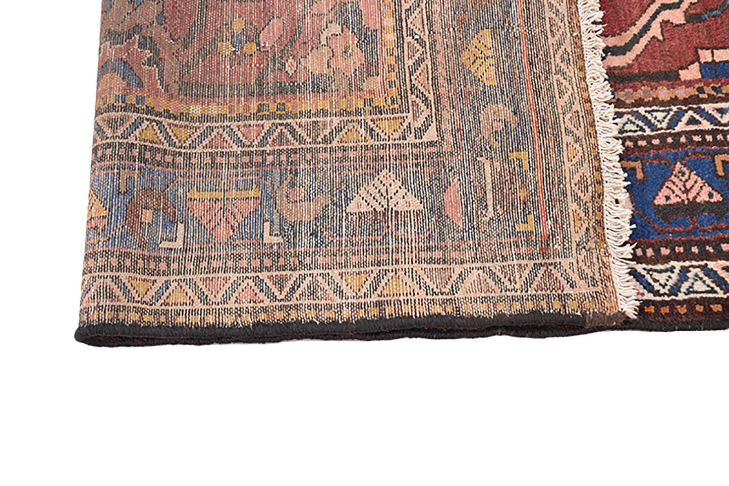 7 x 4 Feet Rug | Vintage Area Rug | Red Blue Oriental Rug | Hand Knotted Rug | Wool Rug | Traditional Rug