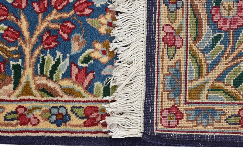 Oriental Antique 5x8 Persian Style Rug | Pink Blue Landscape | Luxury Fine Wool Rug | Bright Colorful Vibrant
