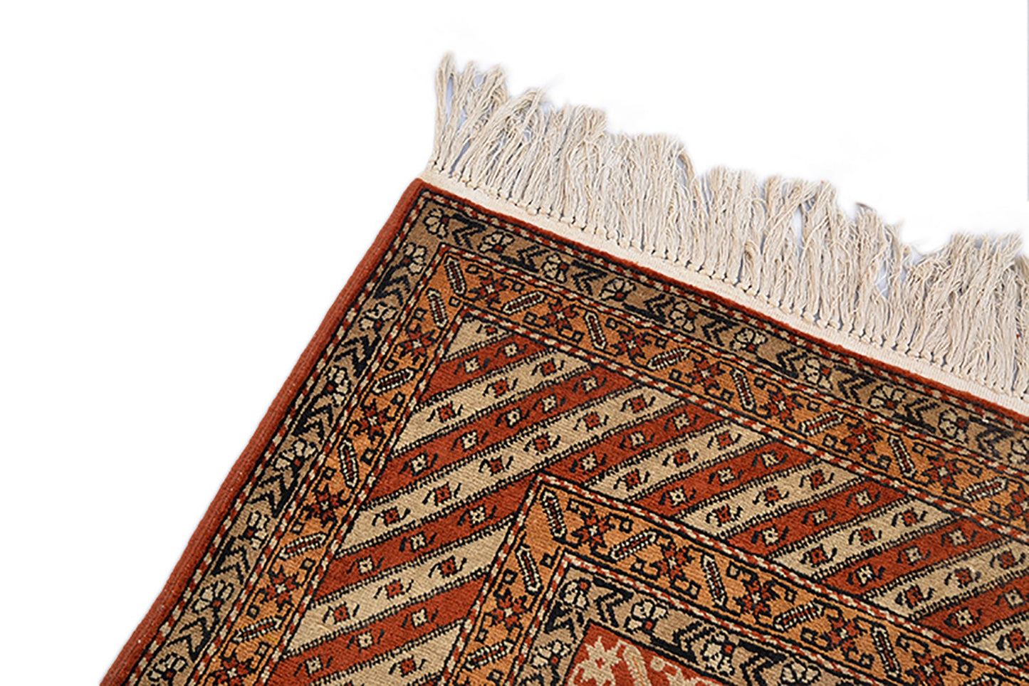 Beige Brown Area Rug | Handmade Persian Caucasian | Red Medallions | 5 x 7 Feet | Rustic Style Neutral Rug Soft Pile Rug