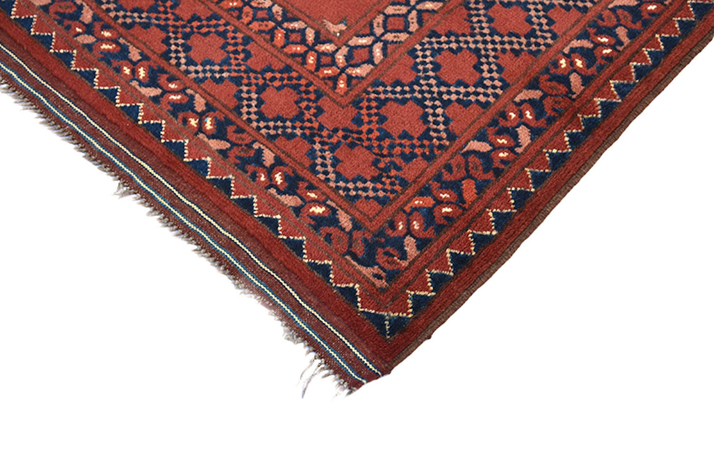 Antique Red Orange Vintage 4x5 Rug | Geometric Medallion Rug | Afghan Persian Wool Rug | One of a Kind Wool Hand Knotted