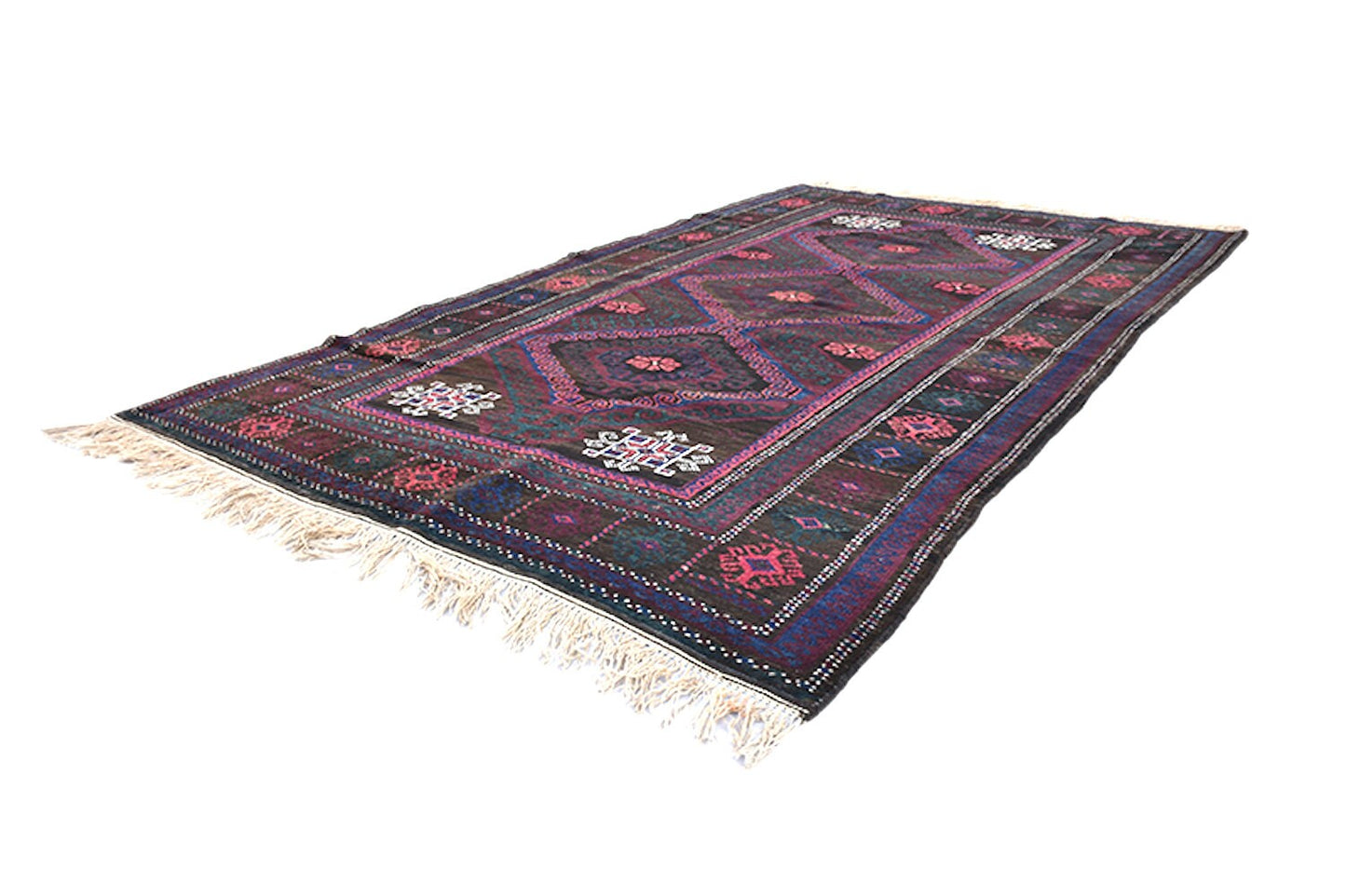 Grey Pink Vintage Rug | Diamond Medallion | 4 x 7 Rug | Afghan Persian Rug | Accent Rug | Boho Style Rug | Wool Hand Knotted