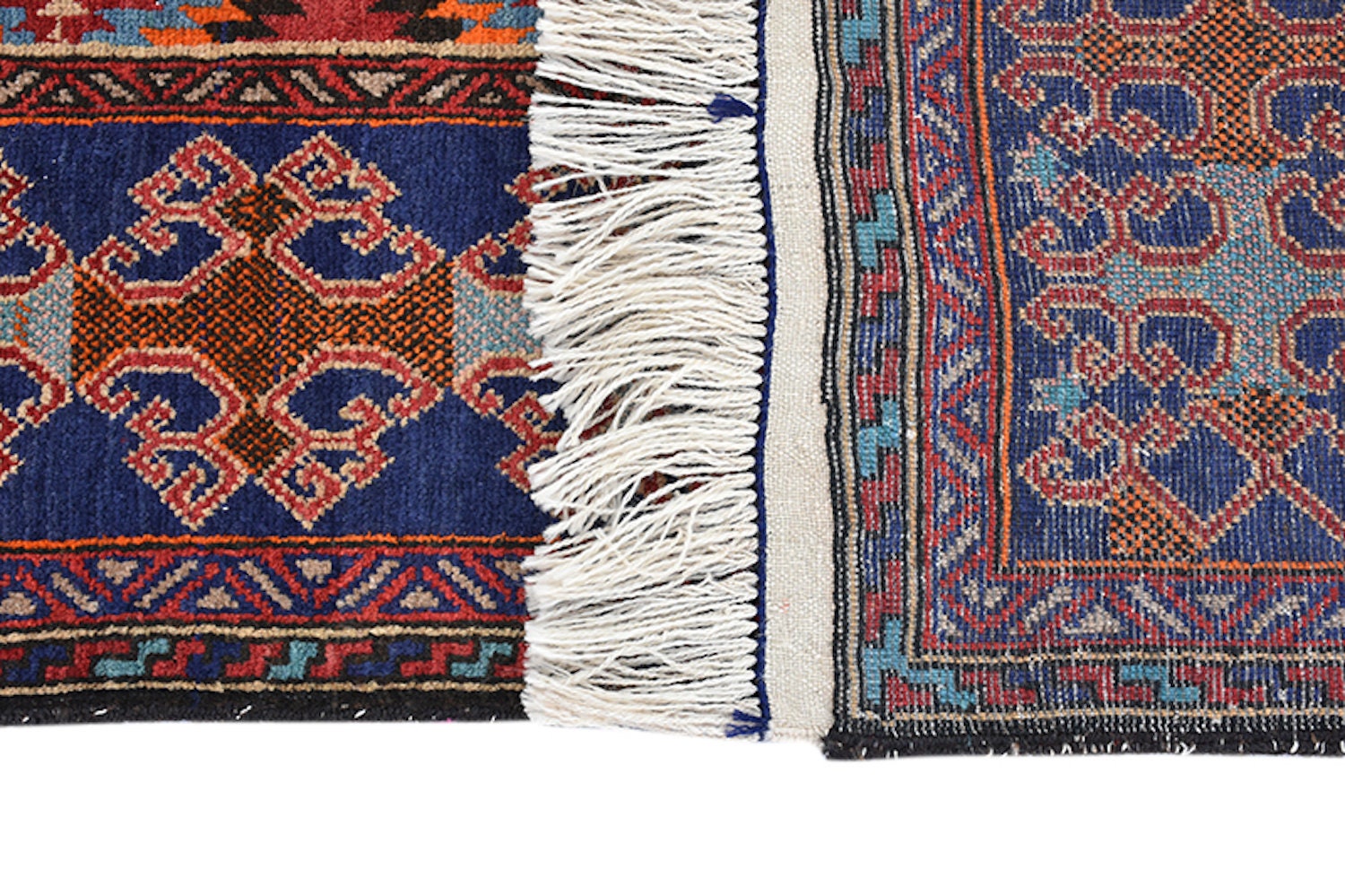 Blue Red Rug | Vintage Area Rug | Tribal Geometric | 4x6 Feet Rug | Wool Handmade Antique Rug | Oriental Style