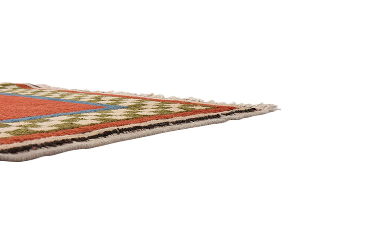 Tribal Handmade Rug | Kazak Vintage Rug | Geometric Nomadic Rug | Red Blue Rug | Medallion Wool Rug