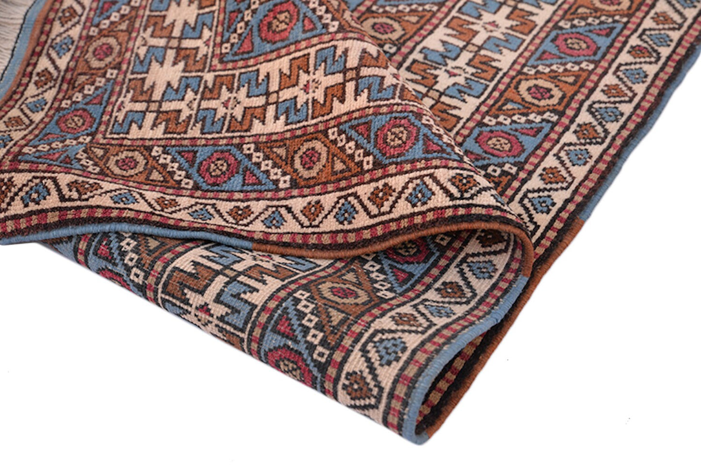 Blue Beige Vintage Rug | 3 x 6 Rug | Baby Blue Rug | Tribal Oriental Persian Rug | Kazak Bohemian Rug | Handmade Rug