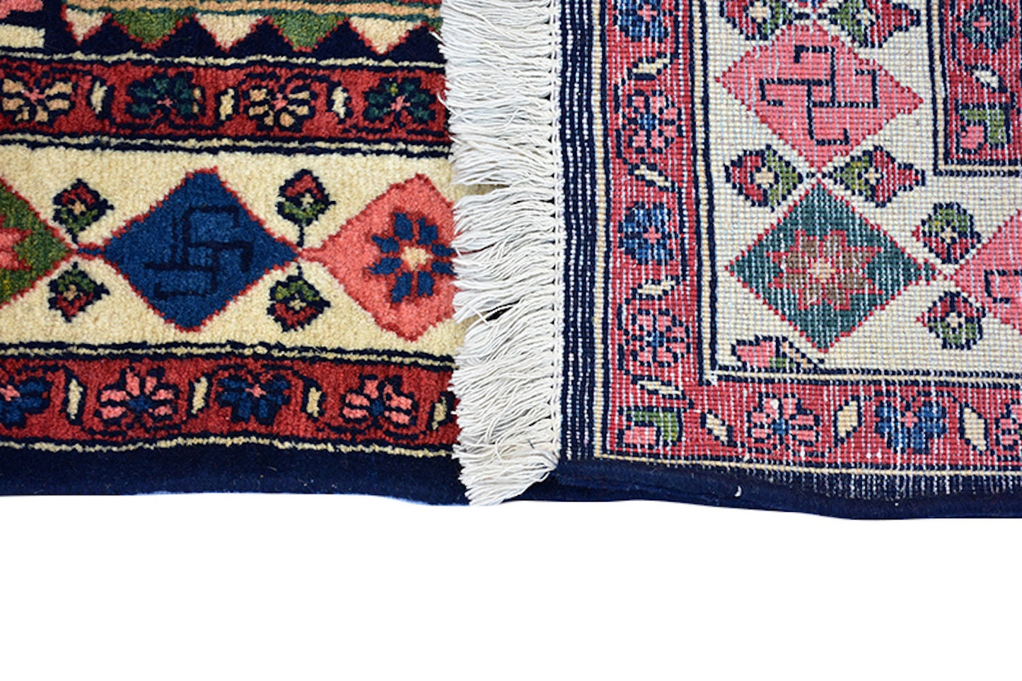 Blue Pink Runner Rug | Colorful Hallway Rug | Persian Caucasian Runner Rug | 3 x 11 ft | Multicolor Tribal Pattern | Wool Hand Knotted Rug