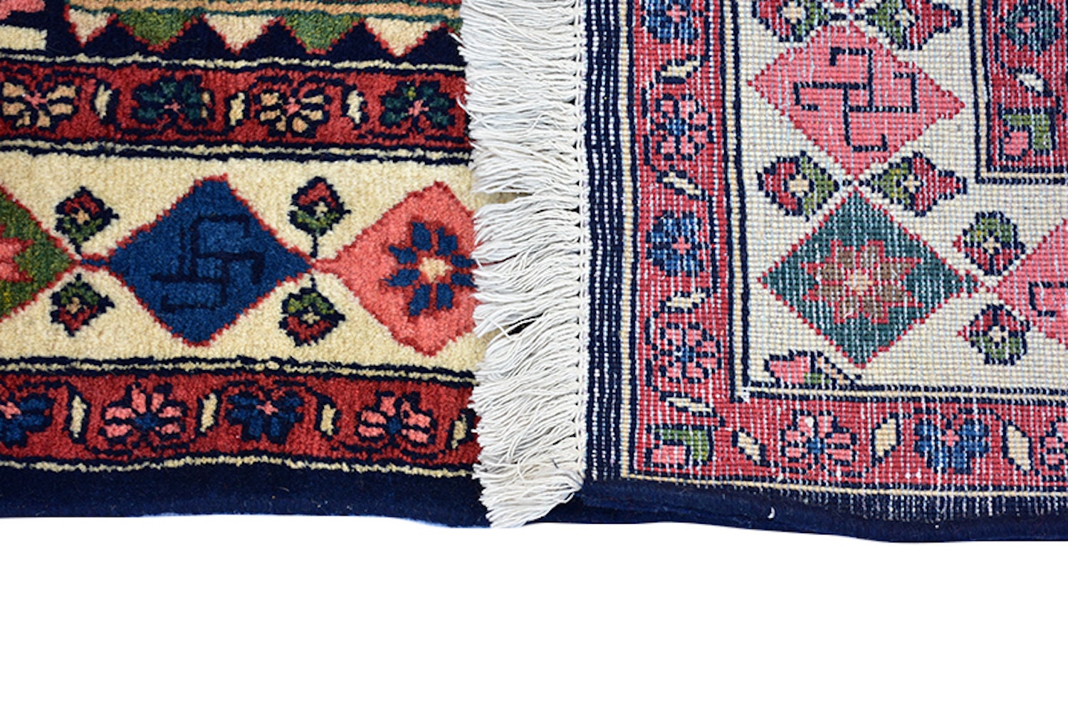 Blue Pink Runner Rug | Colorful Hallway Rug | Persian Caucasian Runner Rug | 3 x 11 ft | Multicolor Tribal Pattern | Wool Hand Knotted Rug