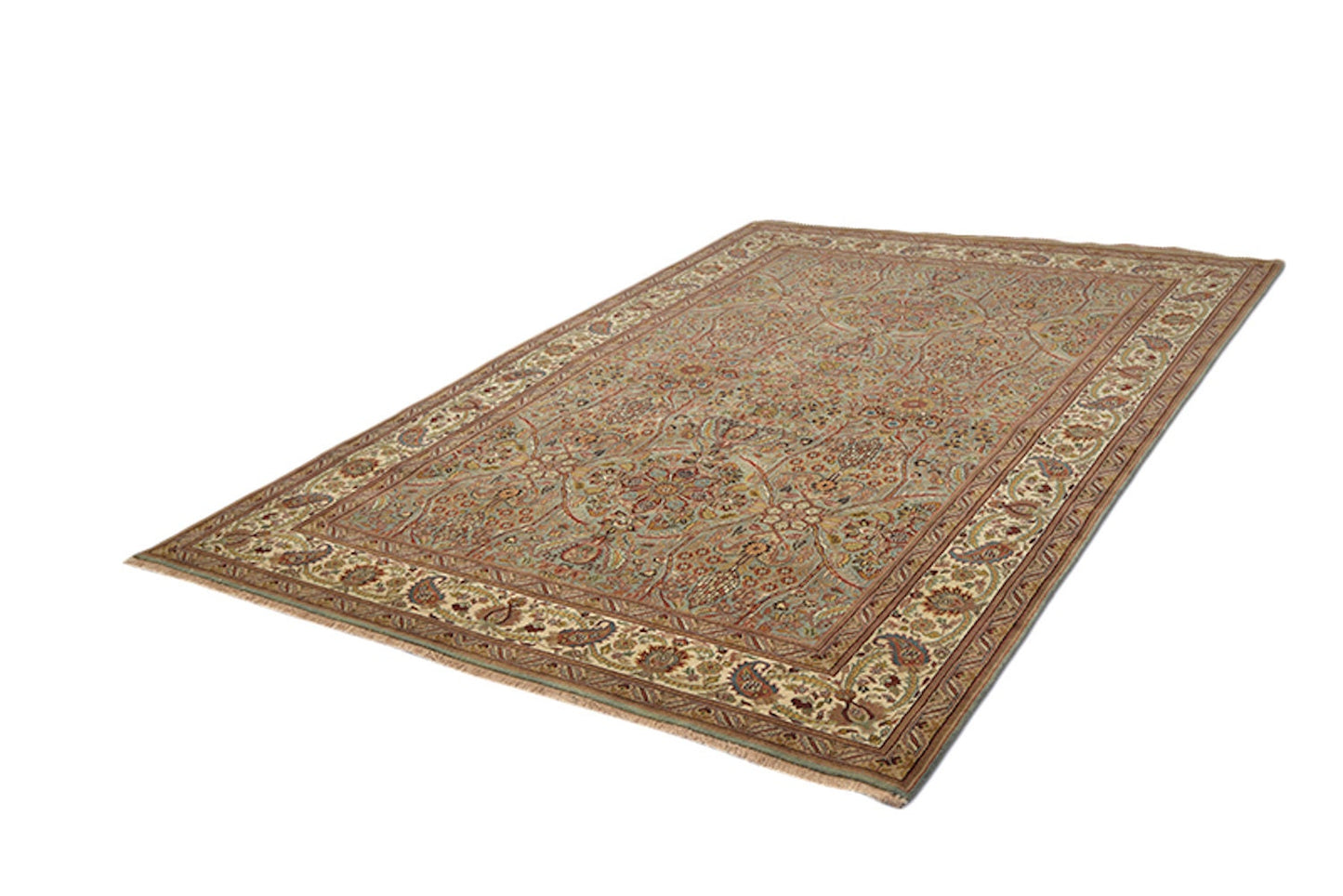 Beige Vintage 6x9 Rug, Oriental Persian Style Floral Designs, One of a Kind Wool Area Rug, Traditional Handmade Rug