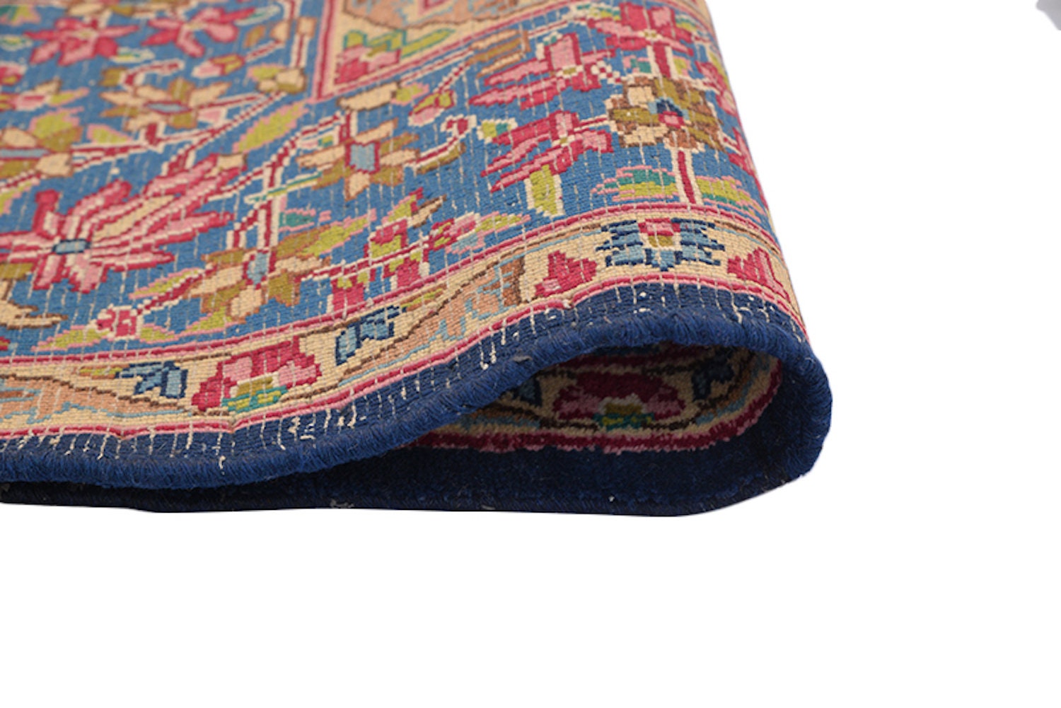 Floral Oriental 5x9 l Rug, Pink Blue, Persian Caucasian Style Rug, Traditional Medallion, Handmade Wool Antique Timeless Rug