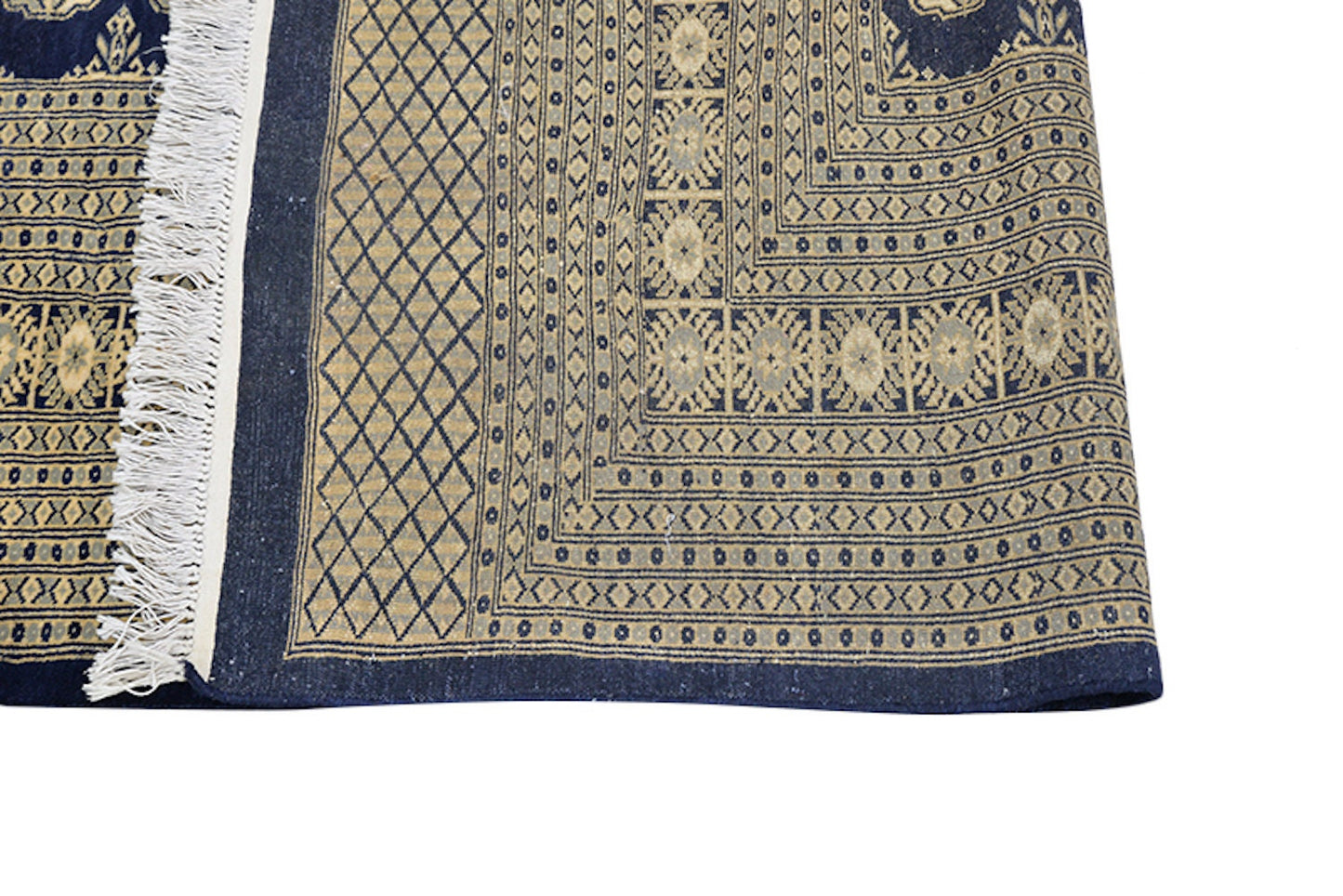 Navy Yellow Antique Rug, 8x10 Ft, Oriental Classic Rug, Large Bordered Traditional Rug, Wool Handwoven