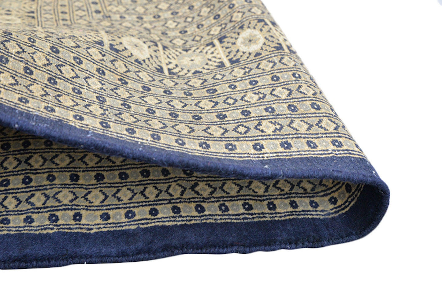 Navy Yellow Antique Rug, 8x10 Ft, Oriental Classic Rug, Large Bordered Traditional Rug, Wool Handwoven