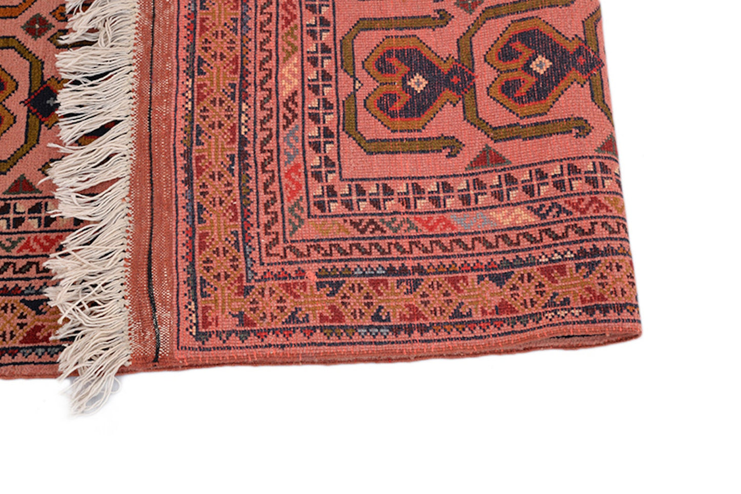 Pink Handmade Rug | Antique Area Rug | 3 x 5 Feet | Geometric Repetitive Oriental Pattern | Boho Tribal Style | Accent Rug