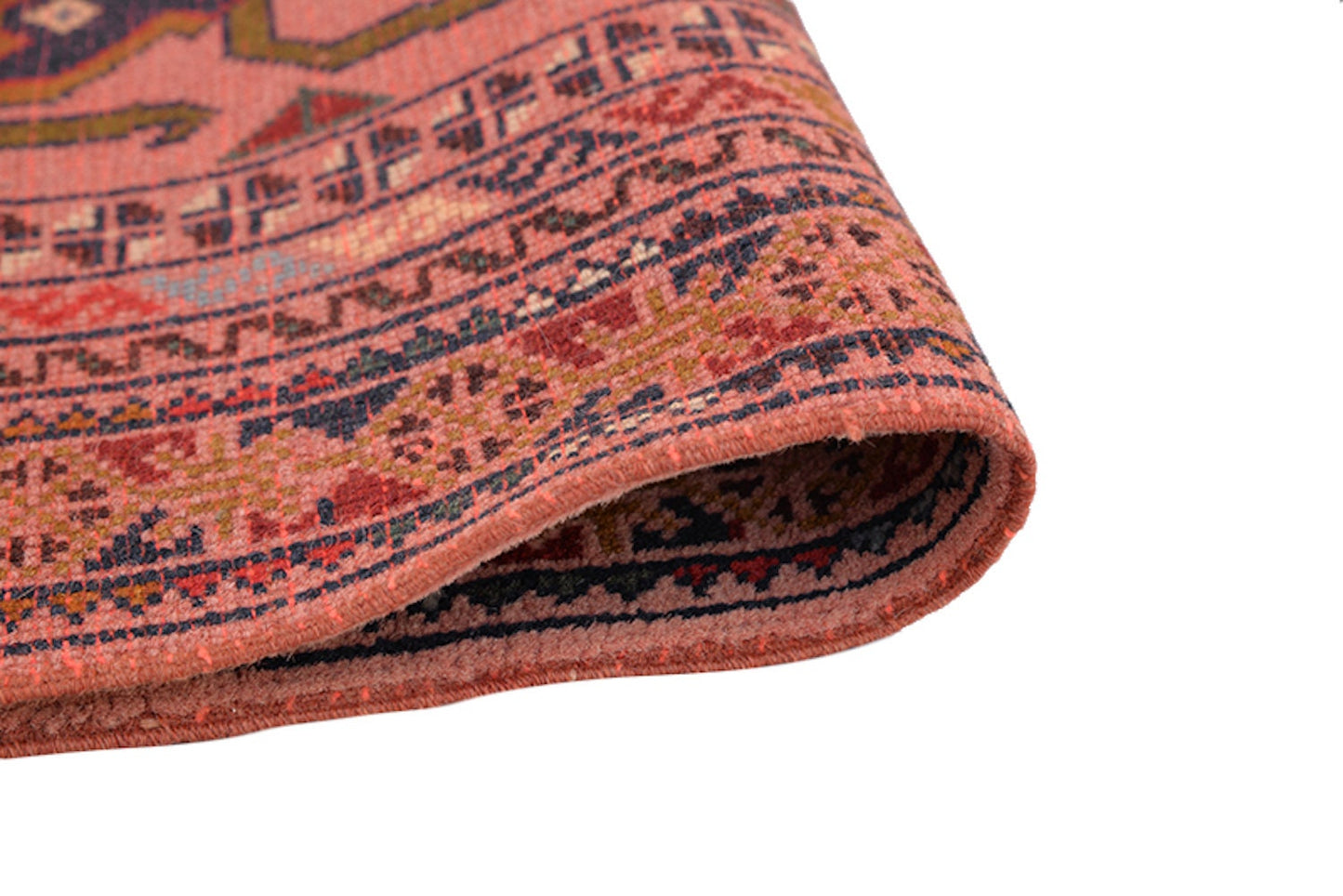 Pink Handmade Rug | Antique Area Rug | 3 x 5 Feet | Geometric Repetitive Oriental Pattern | Boho Tribal Style | Accent Rug