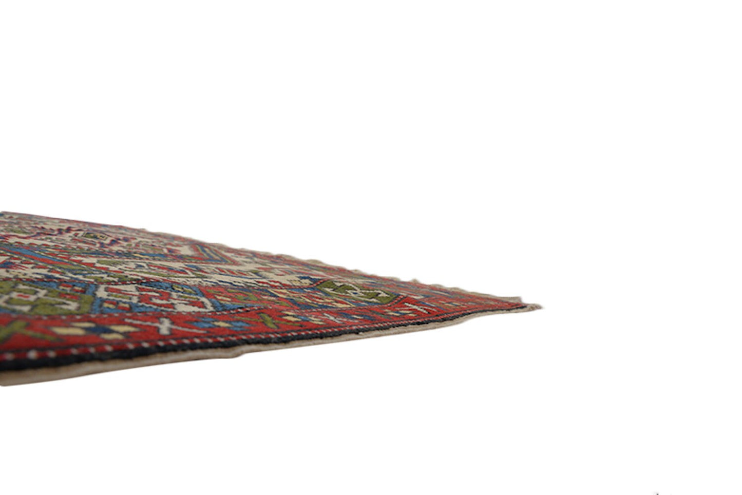 Beige Tribal Rustic Rug | Kazak Area Rug | 3 x 5 Rug | Beige Blue Red Rug | Geometric Rug | Oriental Wool Antique Rug