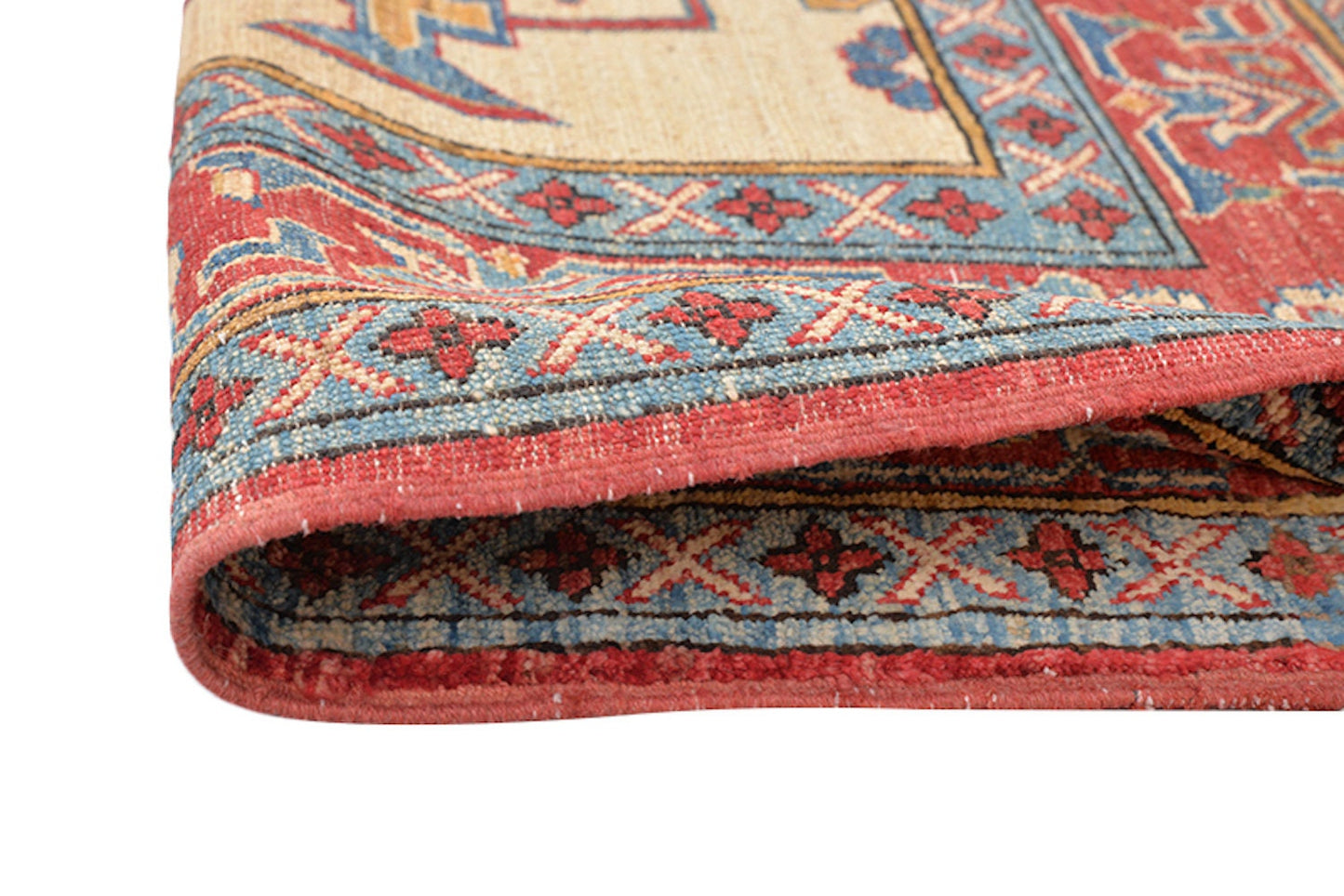 Geometric Traditional Handmade rug | 4 x 7 Feet | Red Blue Beige Rug | Tribal Vintage Rug | Rustic Style Rug | Antique Wool Rug