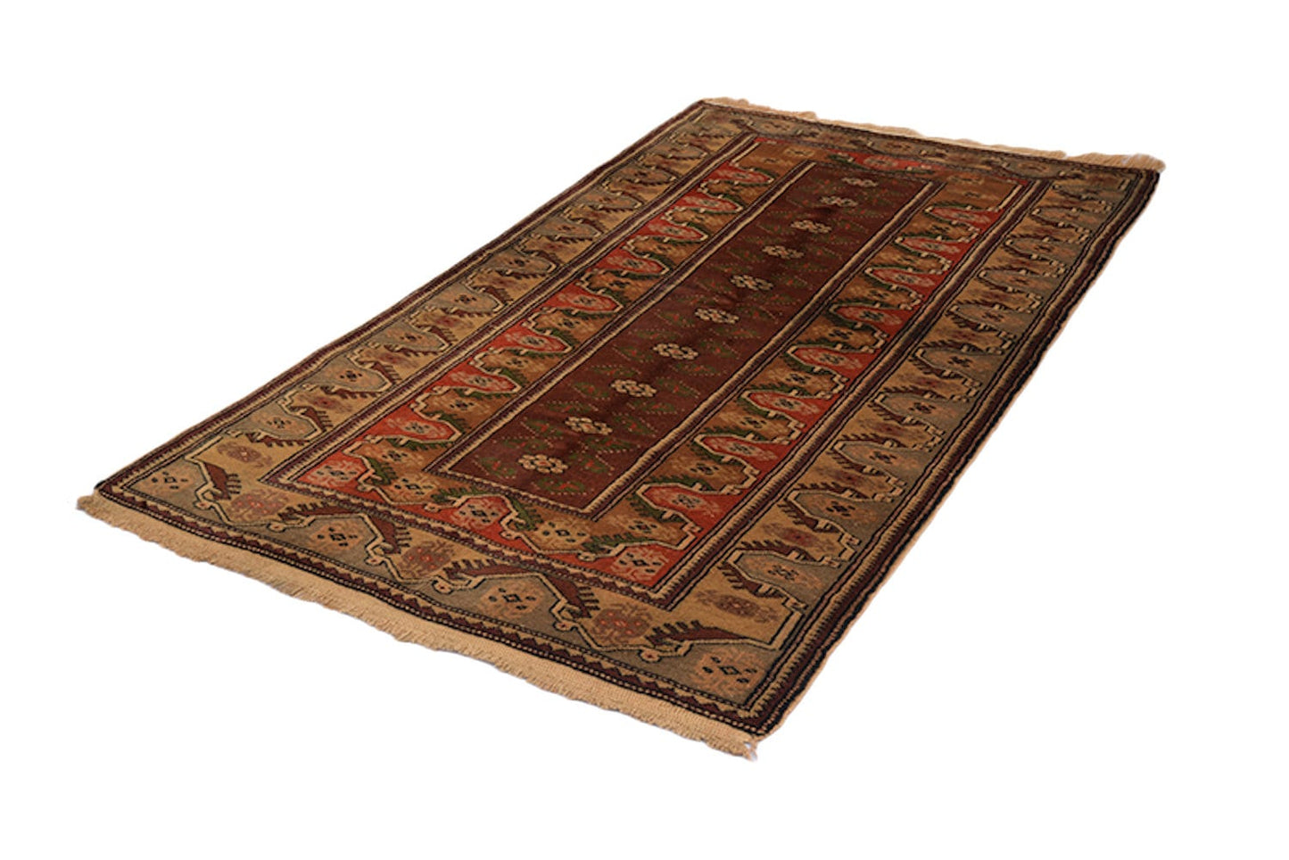 Brown Copper Runner Rug | Hand Knotted Wool Rug | 3 x 6 Feet | Kazak Traditional Rug | Rustic Floor Rug | Brown Rug