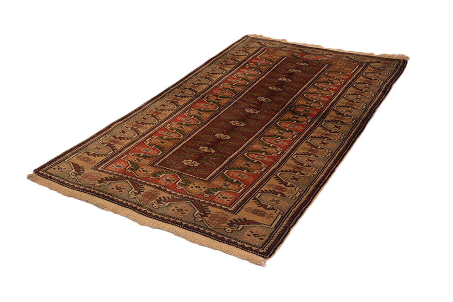 Brown Copper Runner Rug | Hand Knotted Wool Rug | 3 x 6 Feet | Kazak Traditional Rug | Rustic Floor Rug | Brown Rug