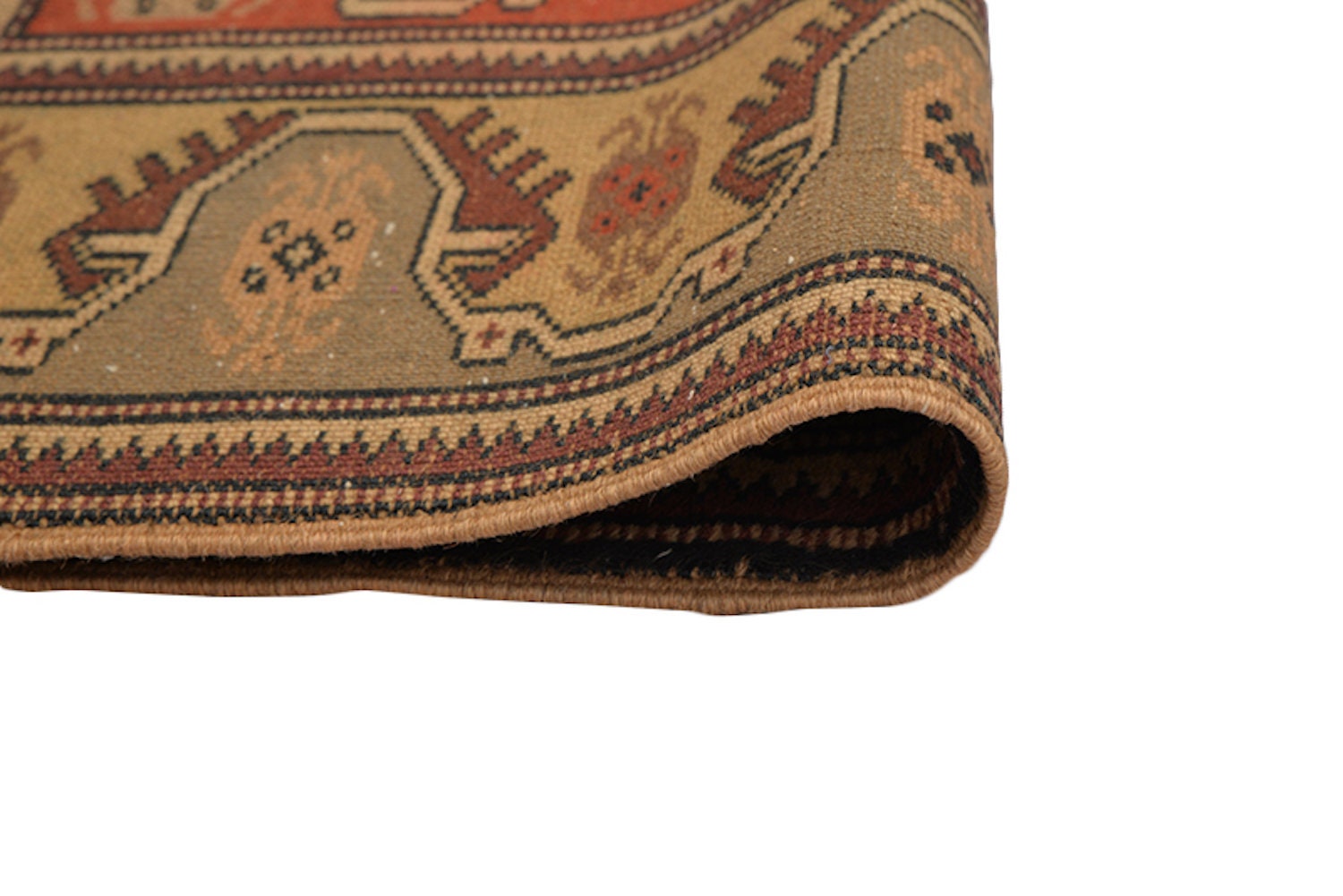 Brown Copper Runner Rug | Hand Knotted Wool Rug | 3 x 6 Feet | Kazak Traditional Rug | Rustic Floor Rug | Brown Rug