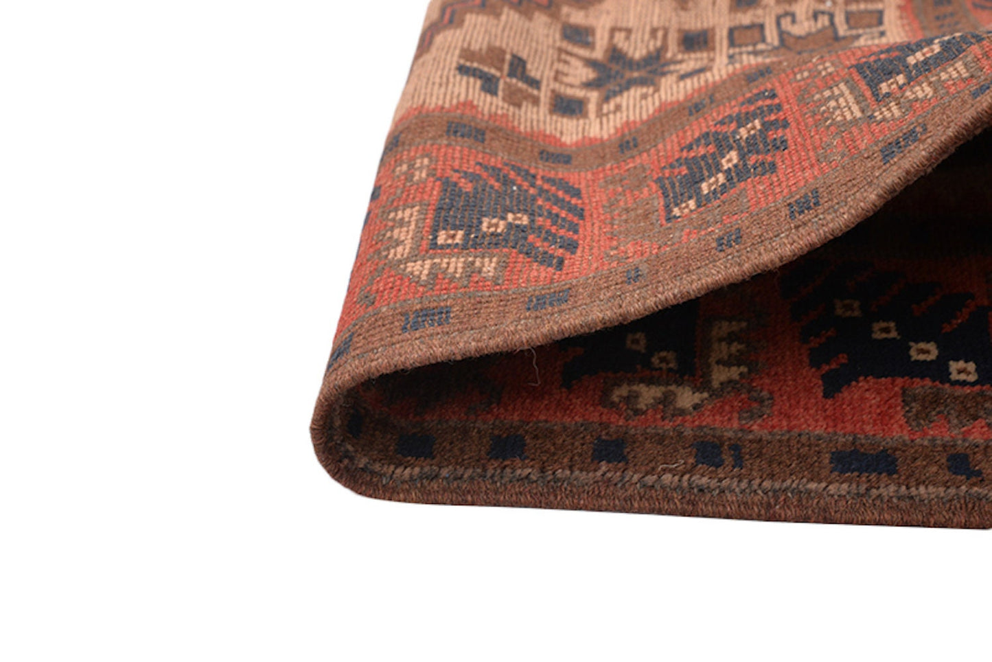 Vintage Kazak Runner Rug | 2 x 7 Ft | Geometric Tribal Orange Beige | Hand Knotted Wool Runner Rug | Antique Kitchen Hallway Runner