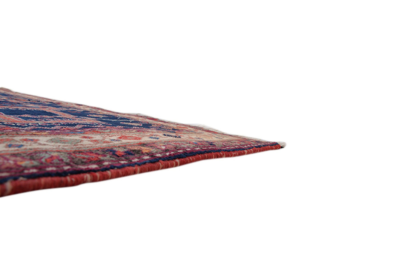 7 x 5 Feet | Blue Geometric Rug | Vintage Tribal Rug | Red Nomadic Motifs | Hand Knotted Persian Turkish Caucasian Area Rug | Antique Wool