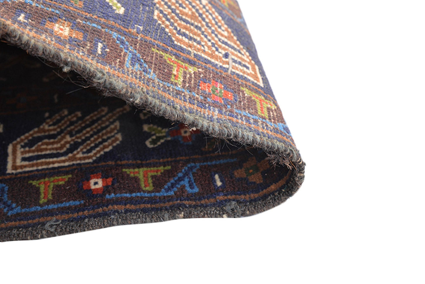 6.2 x 3.6 Ft | Blue Tribal Rug | Brown Beige Medallion Rug | Vintage Rug | Rustic Geometric Rug | Oriental Wool Hand Knotted Rug