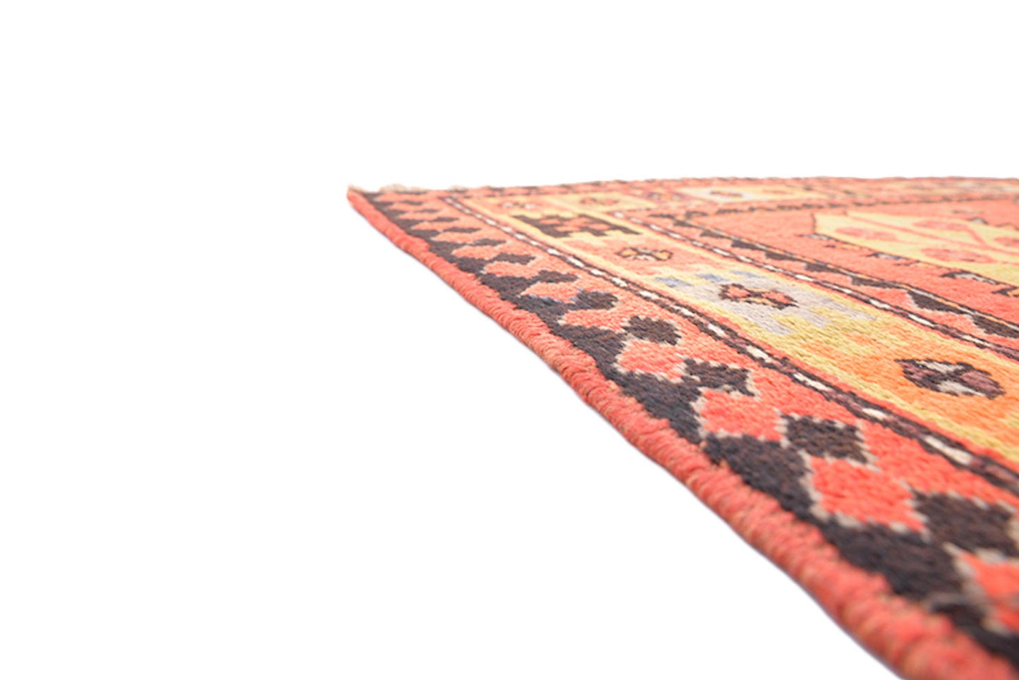 7'5" x 4'2" Feet Antique Rug | Bright Orange Rug | Vintage Kazak Rug | Bohemian Rug | Tribal Geometric Rug | Accent Kitchen Runner